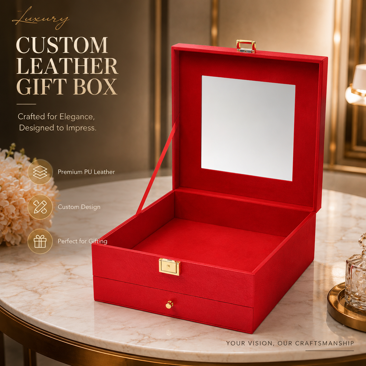 Custom Luxury Leather Presentation Box Premium Rigid Packaging for Jewelry and Business Gifts