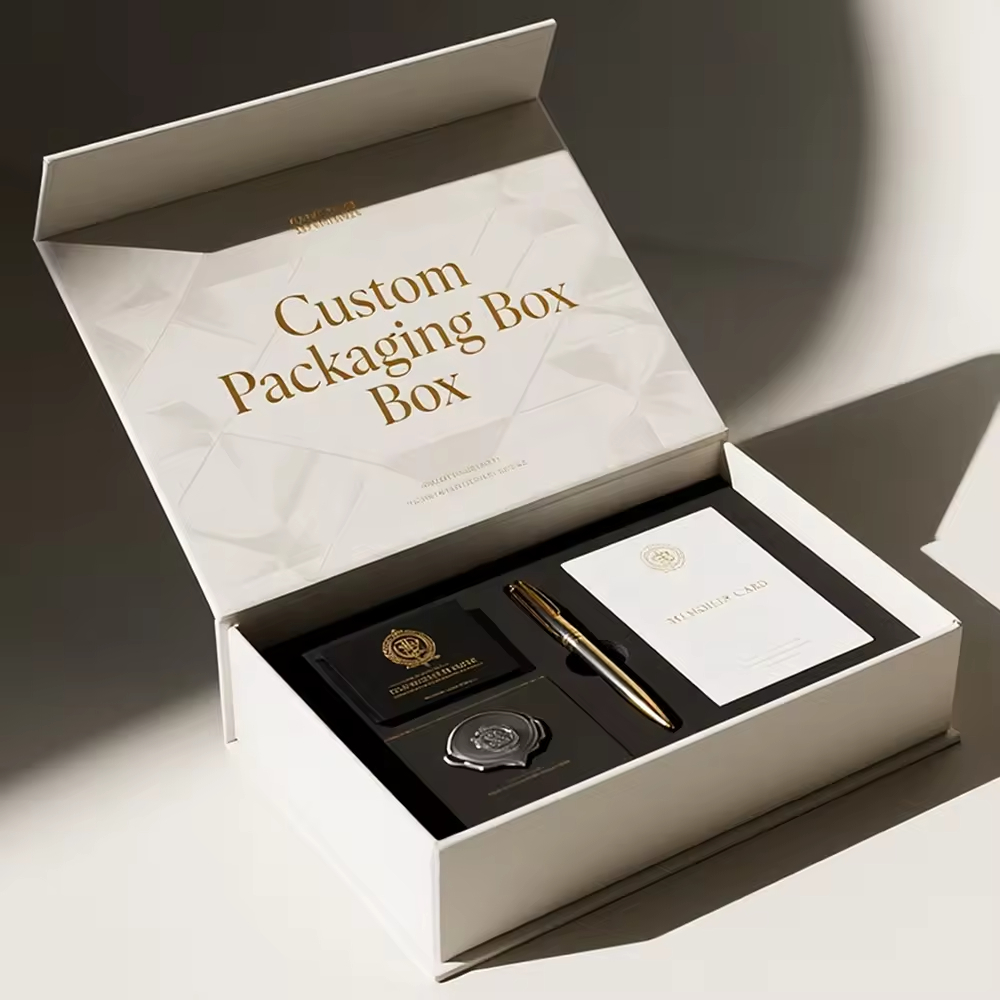 Custom Magnetic Box and Luxury Ivory White High-end PR Paper Box and Sophisticated Gift Box Packaging