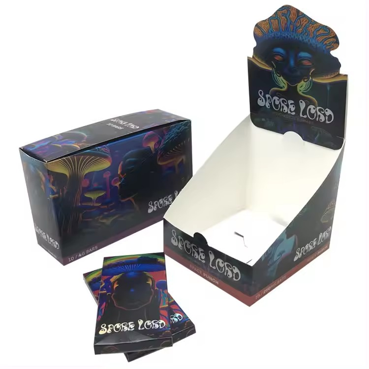 Wholesale Custom Paper Display Box Packaging Cardboard Retail Candy Milk Chocolate Bar Magic Mushroom Counter Packaging Box