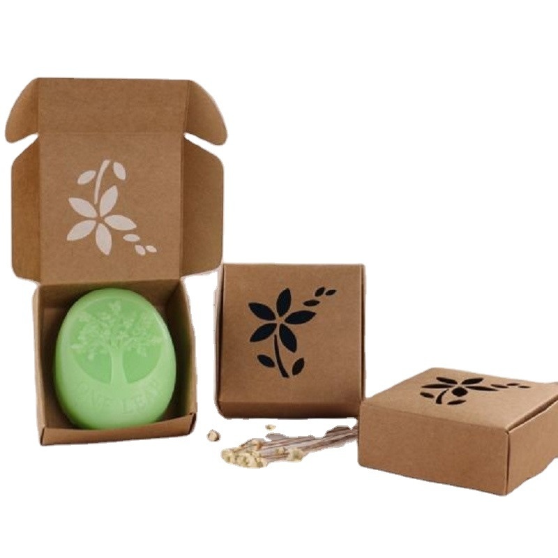 Custom Design Eco-Friendly Biodegradable Kraft Paper Cardboard Gift Small Handmade Soap Packaging Box With Window With Logo