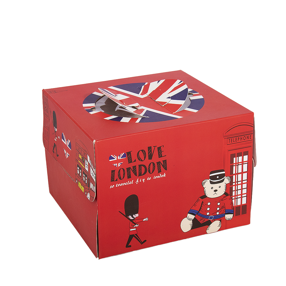 Premium Recyclable Rigid Corrugated Board Cake Boxes with Embossing Matt Lamination Tall 4-6 Inch Clear Window Birthday Gift Box