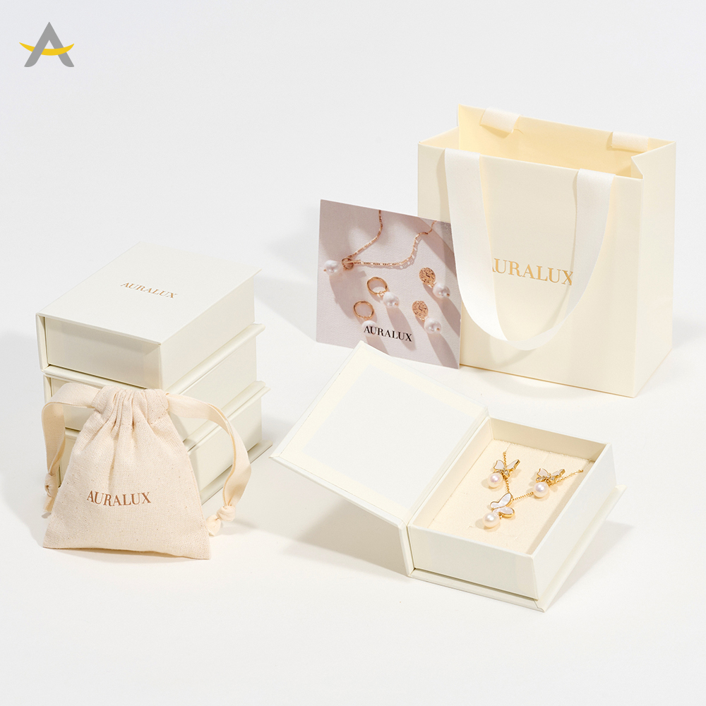 Auralux Custom Logo Reusable Book Style Paper Gift Earring Necklace Jewelry Packaging Box