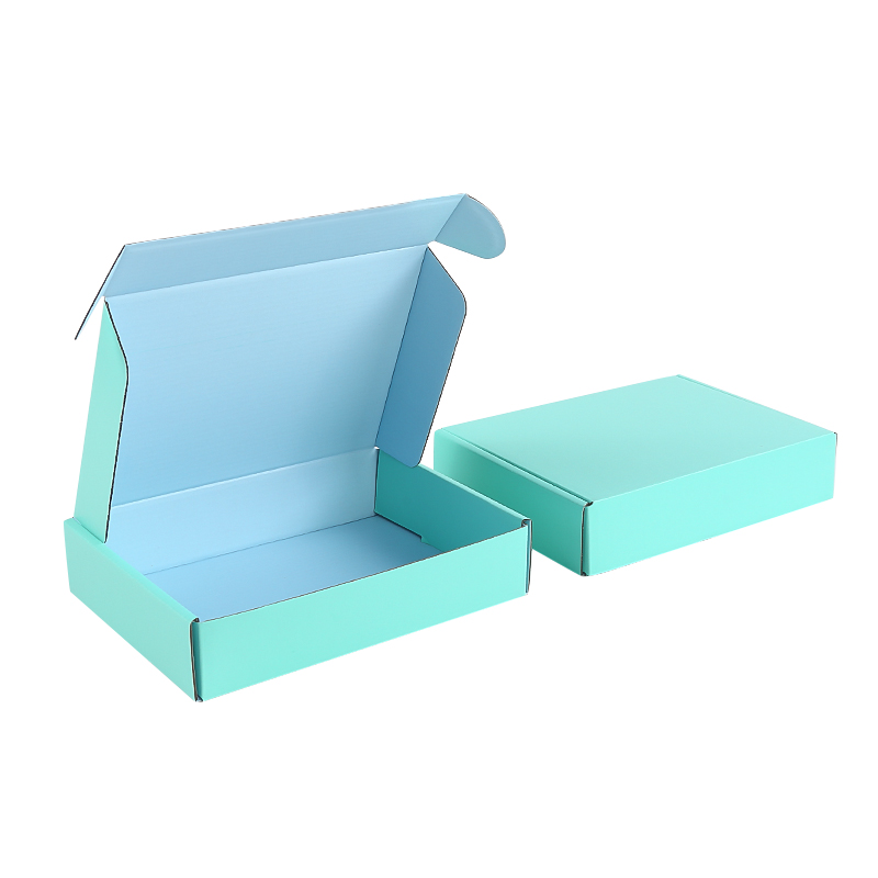 Wholesale Hard Blue Cardboard Paper Mailing Apparel Box Portable Custom Logo Printed Corrugated Shipping Cosmetic Box