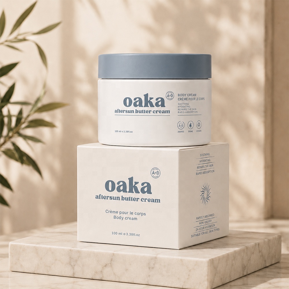 YAN Packaging High Quality Round Custom White Color 100ml Cosmetic Pet Containers Plastic Jars With Lids Paper Box Customize