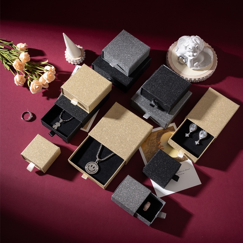 High Quality Wholesale Luxury Jewelry Rigid Drawer Gift Box Recyclable Packaging Boxes for Rings Necklace