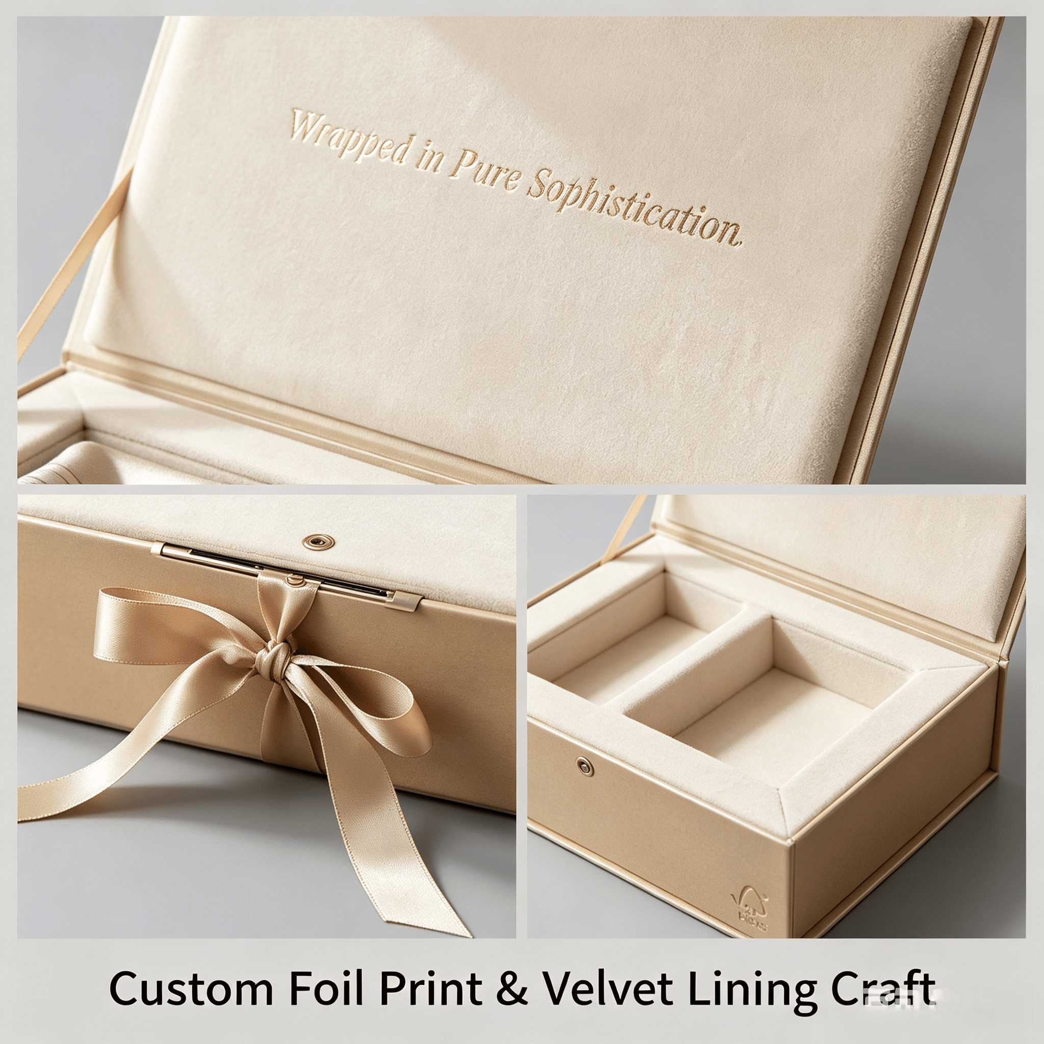Custom Set Presentation Box With Global Shipping With for Wedding Gifts With With Foam Cutout With Silver Stamping With Supplier