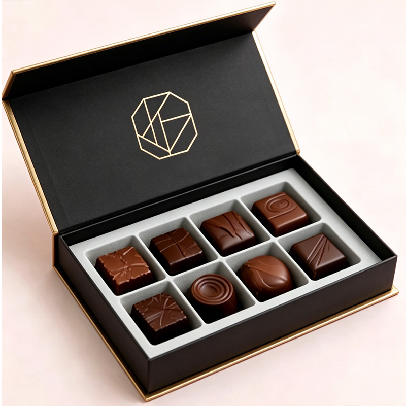 Foldable Chocolate Box Magnetic Lid Gift Paper Lash Boxes Confectionery Food &amp; Beverage Packaging Paperboard