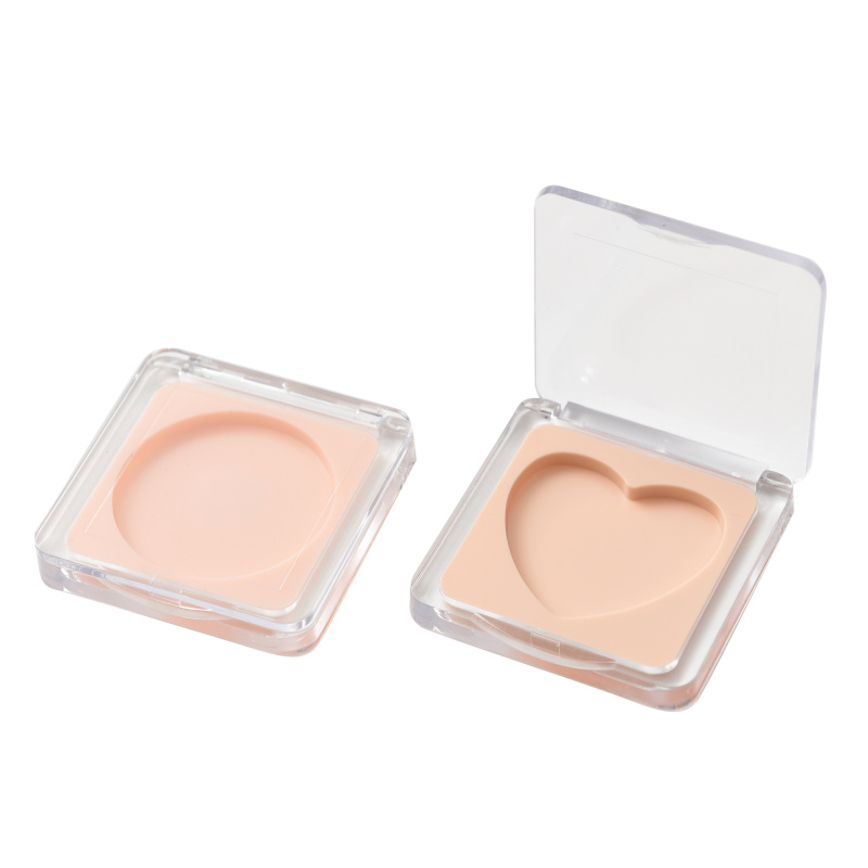 Transparent Makeup Compact ABS &amp; PET Plastic Packaging Rectangle Pattern Empty Cosmetic Boxes Heart Inner Pan for Pressed Powder