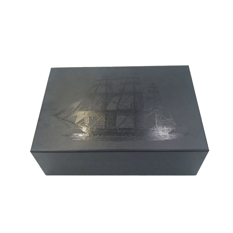 New Factory Customized logo UV Printing Folding Gift Box Cardboard Black Clothing Magnetic Folding Packaging Box