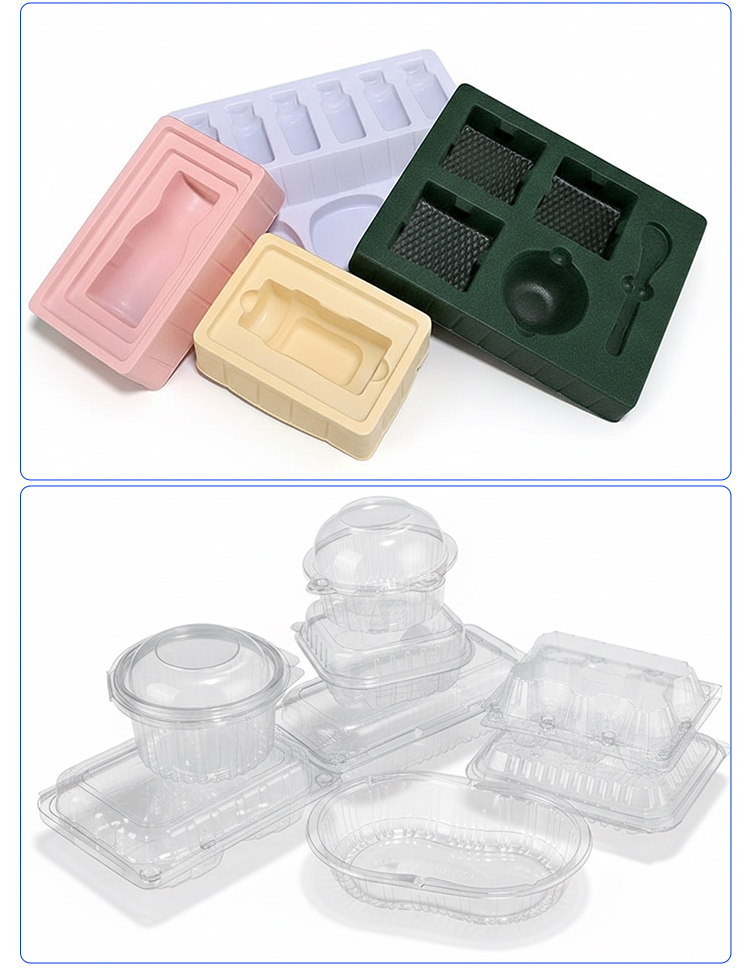 Food Grade Square Mooncake Blister Box Transparent Top Bottom Lid Golden Inner Tray Custom Dessert Pastry Plastic Packaging Box