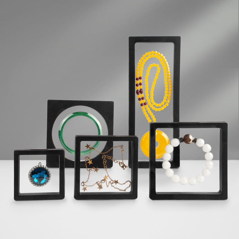 Custom LOGO in Stock Fashion Bracelet Necklace Ring clear Window 3D PE Film Display Paper Packaging Gift Bags Jewelry Box