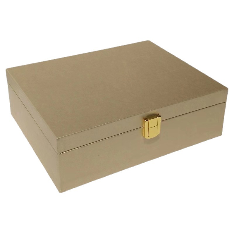 Custom Luxury Rigid Folding Box with Metal Button and Leather Detail for Industrial Gift Use