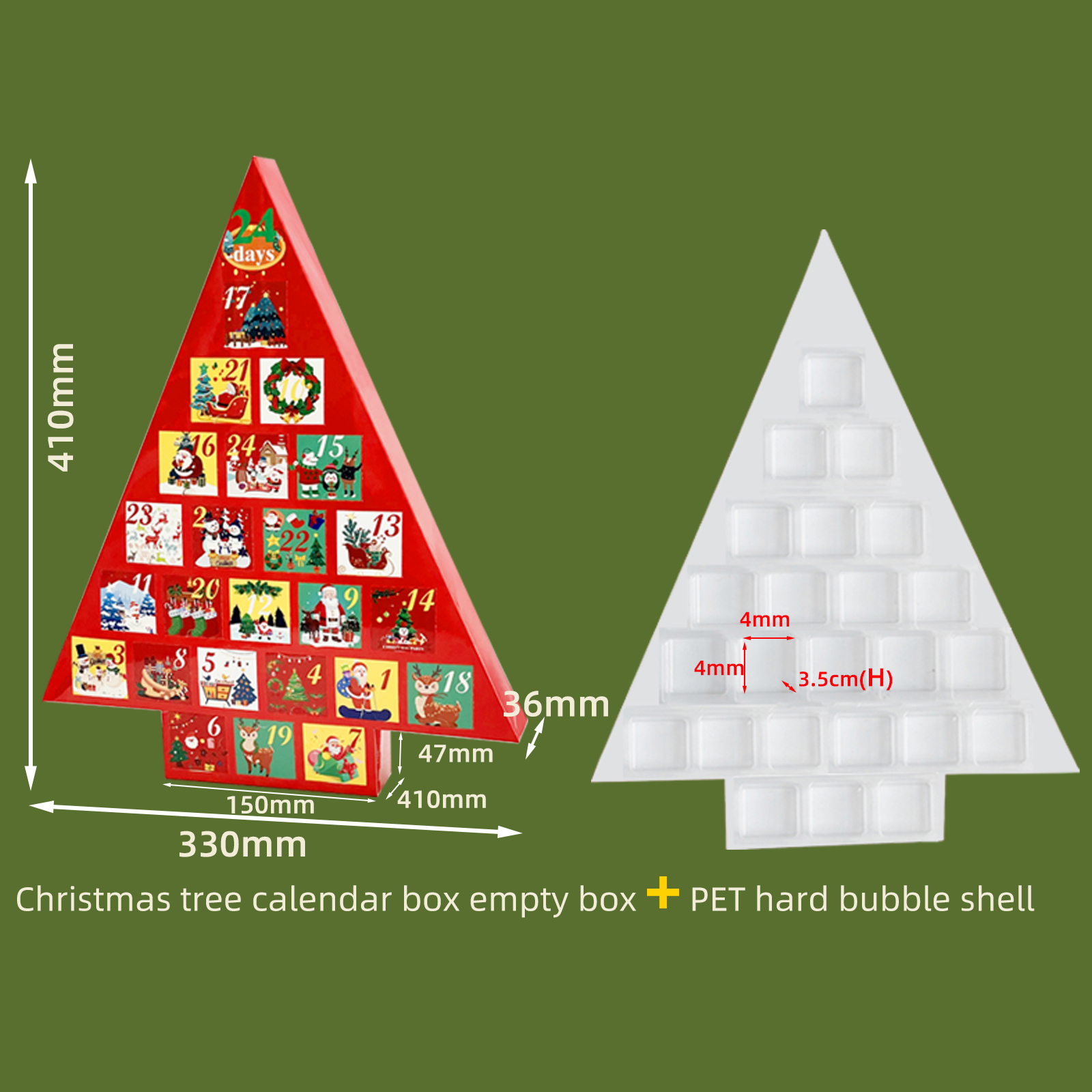 New Tree Shape Advent Calendar Box