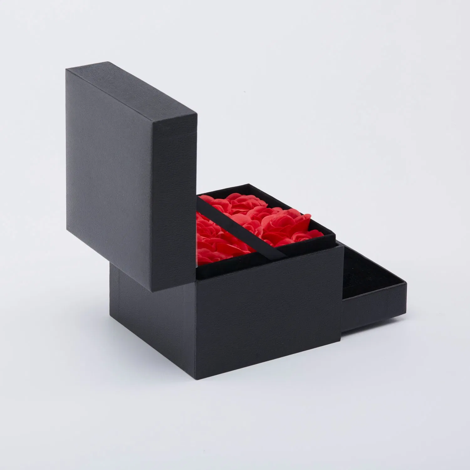 Factory Price Luxury Custom Jewellery Gift Box Hot Product Box Black Box Rose Flower Decorate