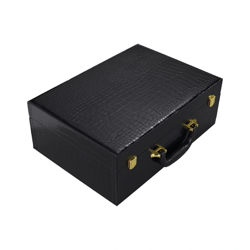 Luxury Box Leather Carrying Case Wine Wood Wine Gift Box Brown PU Leather Outside Custom Wine Box with Handle