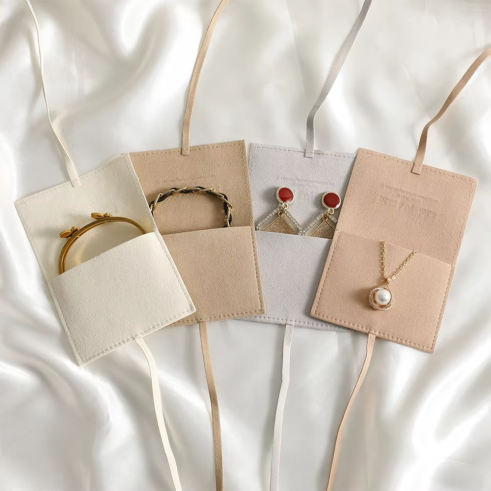 9x7x3cm Custom Logo Gifting Preferred Jewelry Storage Set Microfiber Bow Pouches Foldable Vintage Smooth Luxury Drawer Box