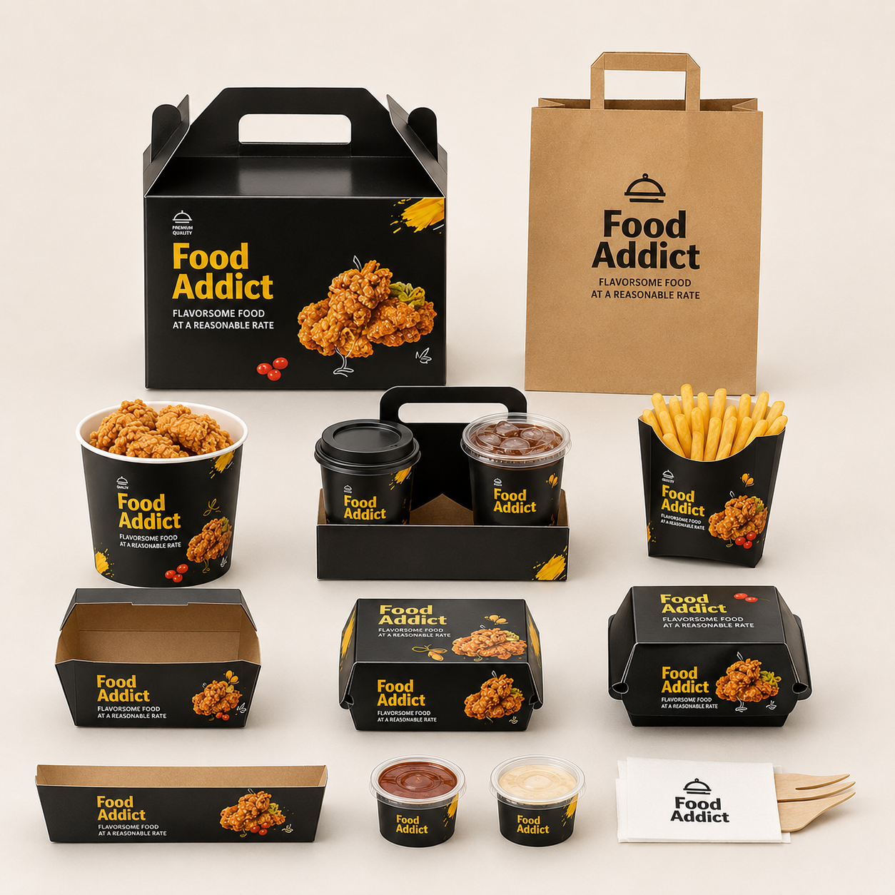 Custom Paper Box Packaging for Fast Food packaging Foldable Cardboard French Fries Chicken Burger Take Out Box with Printed Logo