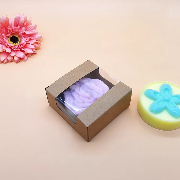 Modern Square Craft Paper Gift Box with Clear Window Eco-Friendly Packaging