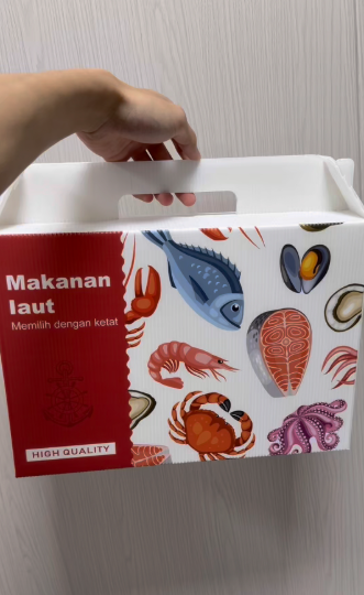 Custom Foldable 5mm Waterproof PP Plastic Shipping Box for Frozen Food Seafood Fish Shrimp Squid Rice Packaging