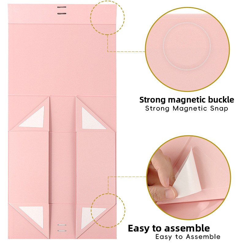 Specialty Paper Folding Gift Box Flip Magnetic Absorption Artistic Small Rectangular Valentine's Day Bow Packaging Printing