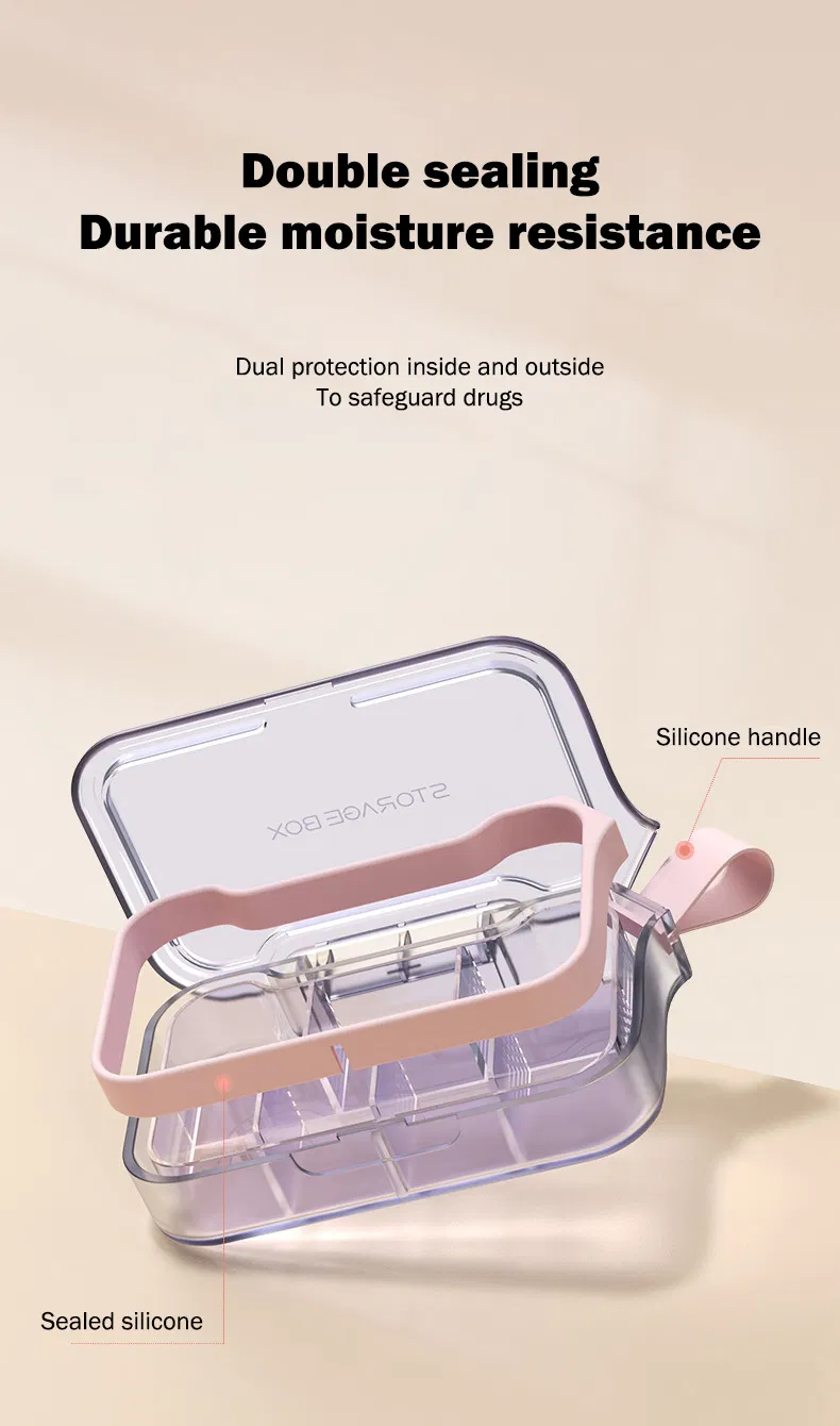 Portable Design 4 Grids Pill Box Organizer Outdoor Storage Case Promotional Gift