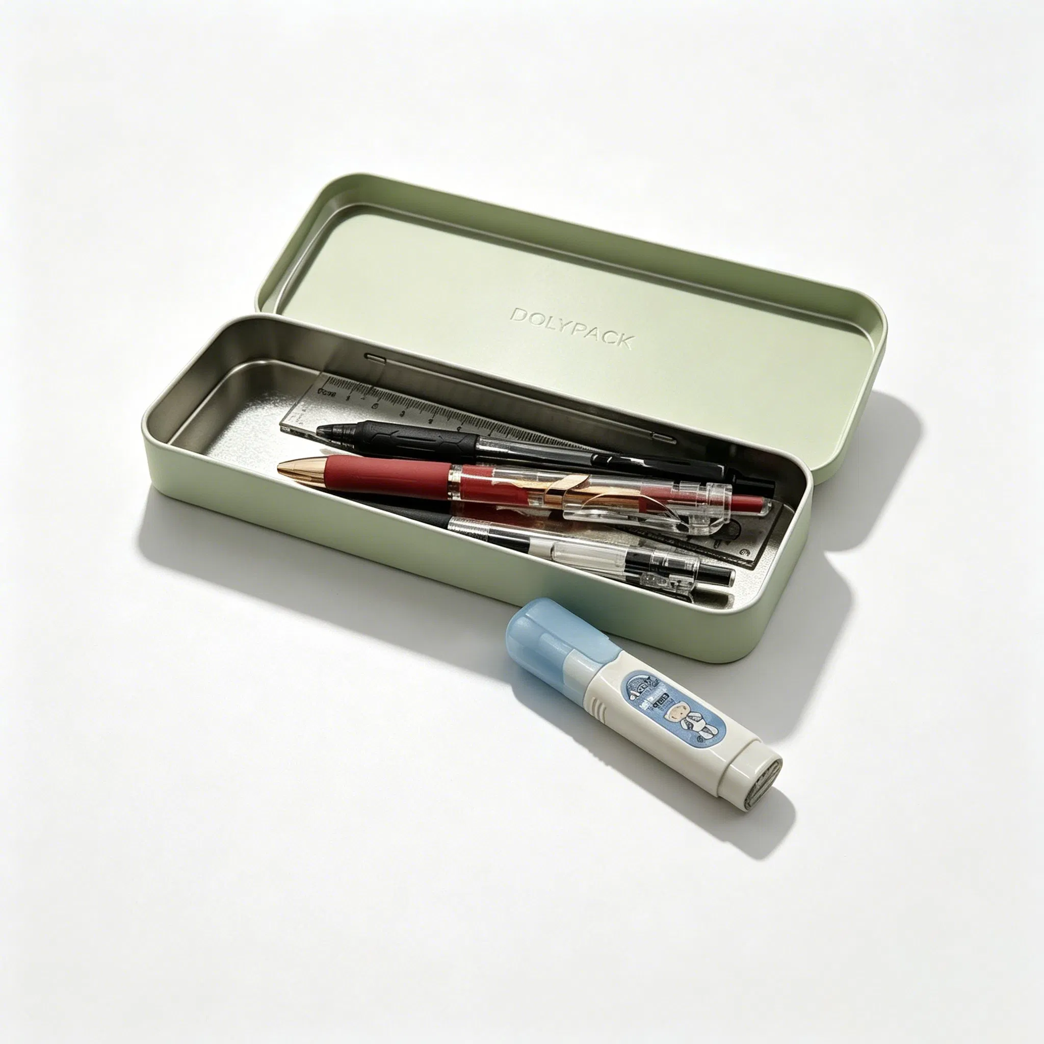 Custom School Students Promotional Gift Tinplate Hinged Prayer Tin Pill Chocolate Cookie Metal Pen Can Pencil Jewelry Packaging Box