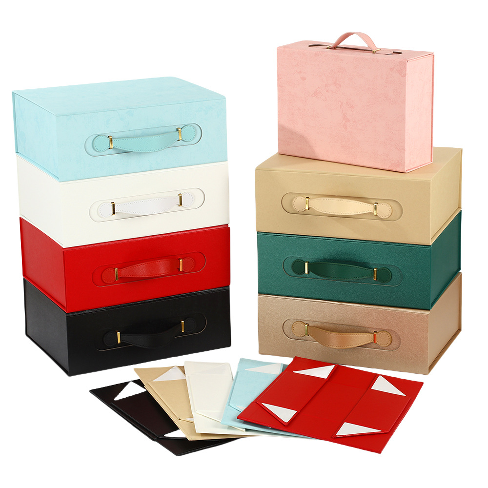 Specialty Paper Folding Gift Box Flip Magnetic Absorption Artistic Small Rectangular Valentine's Day Bow Packaging Printing