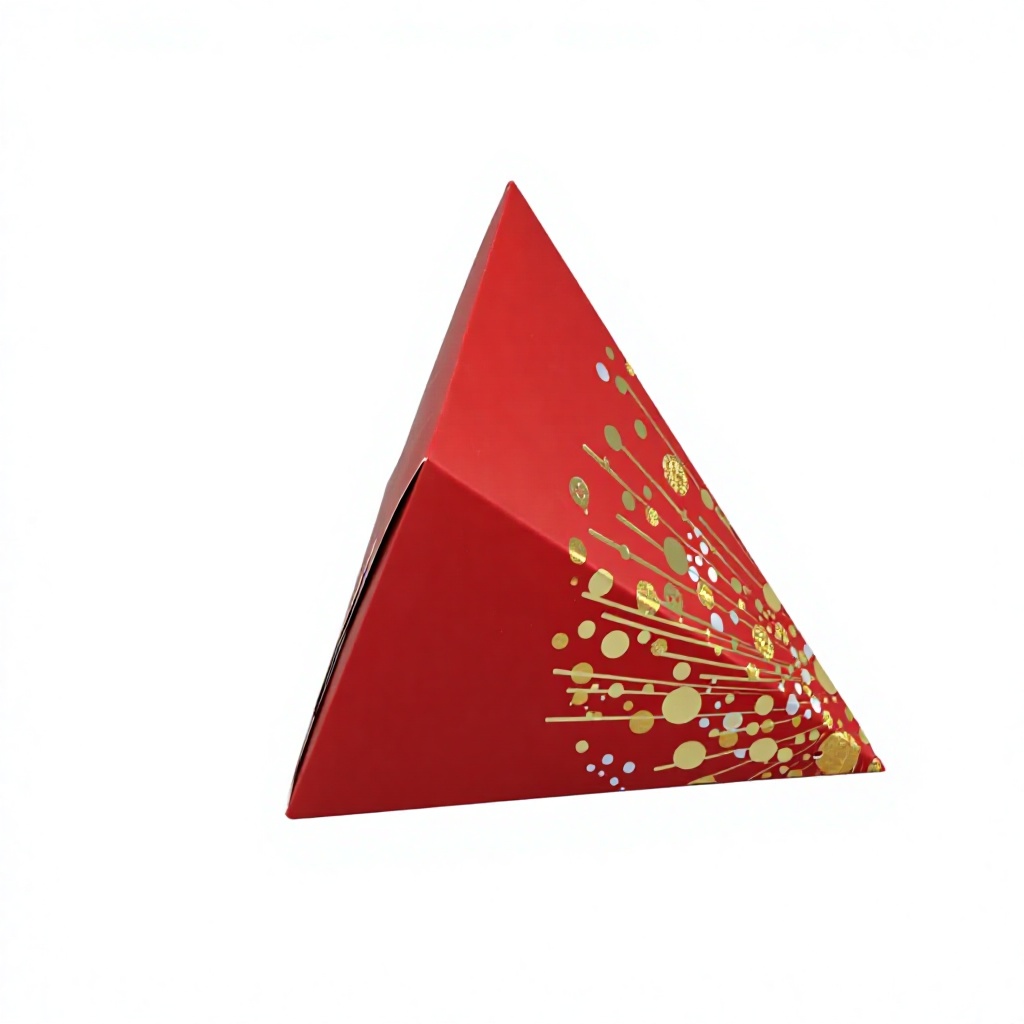 Custom Logo Pyramid Gift Box Triangle Paper Packaging Box Gold Foil Christmas Holiday Cardboard Box for Wedding Favors Candy