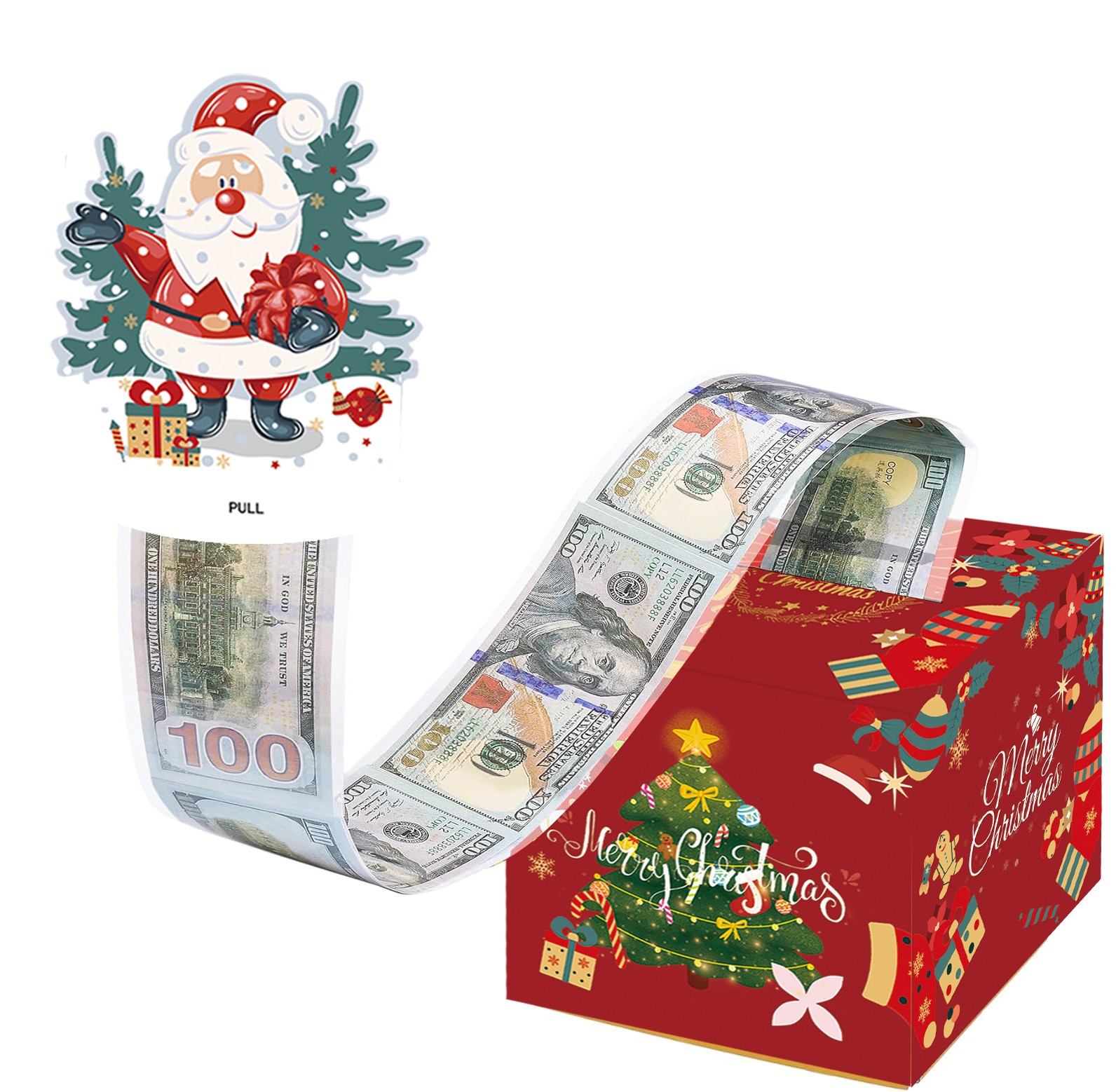 Christmas Party Happy Holiday Surprise Magnetic Cash Gifts Box Money Holder Includes Transparent Bags for Recycled Materials