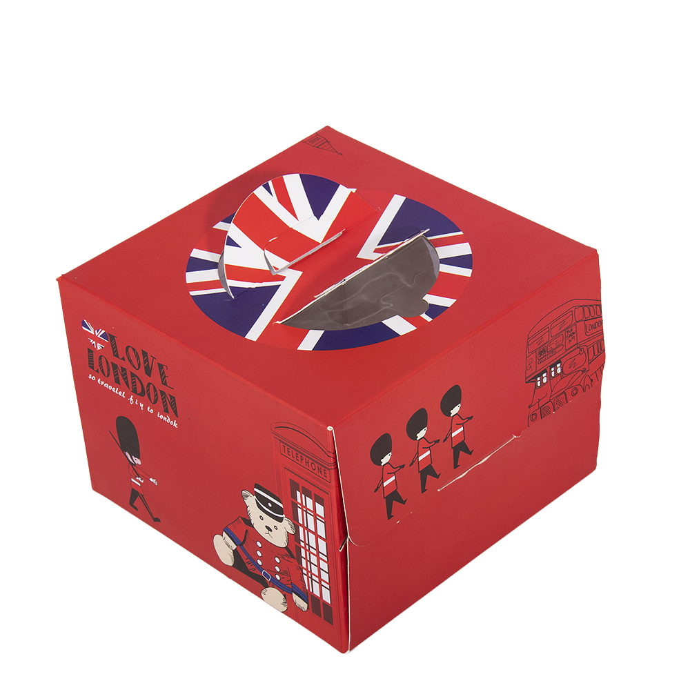 Premium Recyclable Rigid Corrugated Board Cake Boxes with Embossing Matt Lamination Tall 4-6 Inch Clear Window Birthday Gift Box