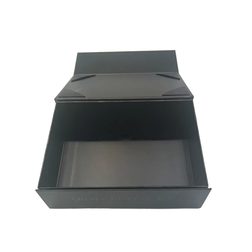 New Factory Customized logo UV Printing Folding Gift Box Cardboard Black Clothing Magnetic Folding Packaging Box