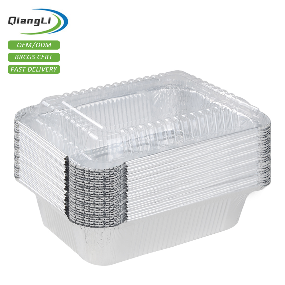 Takeout 18.5*13.5*5cm 750ml Disposable Tinfoil Pan Rectangular Food Tray Aluminum Foil Food Packaging Container With Lids
