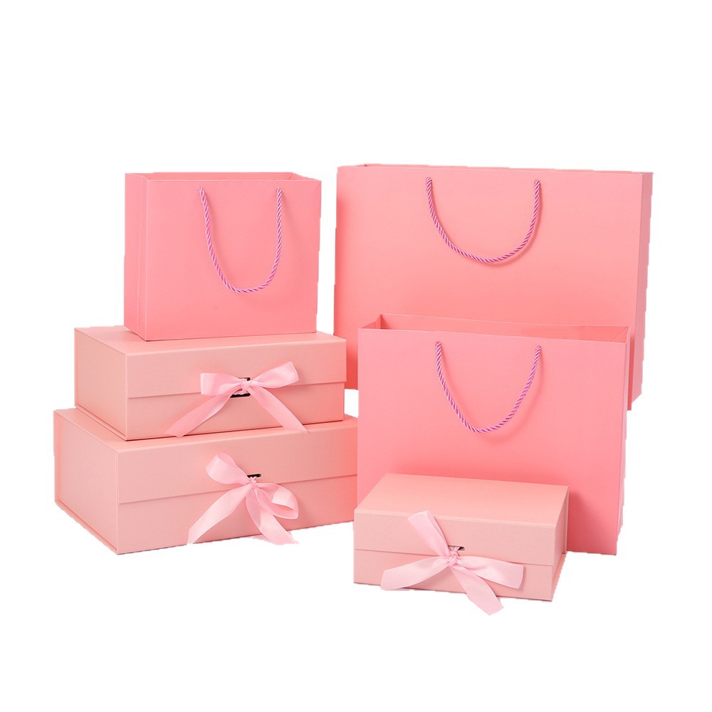 Creative Bow-Tie Rectangular Flip-Top Folding Gift Box with Die Cuts Empty Cosmetic Souvenir Box Custom logo