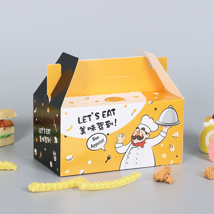 Custom Logo Paper Fried Chicken Box Fast Food Take Away Box Single PE Coated Double PE Coated PLA Coated Folders JAHOO PACK