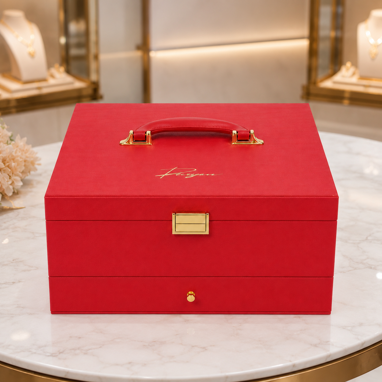 High End Custom Leather Gift Box Luxury Rigid Packaging with Gold Hardware for Premium Products