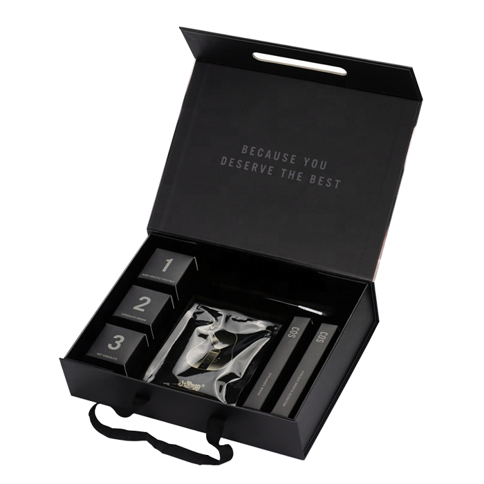 Customized High-End Magnetic Cosmetic Box with Recycled Materials Embossed Design Sponge Lining Printed Cardboard Rigid Boxes