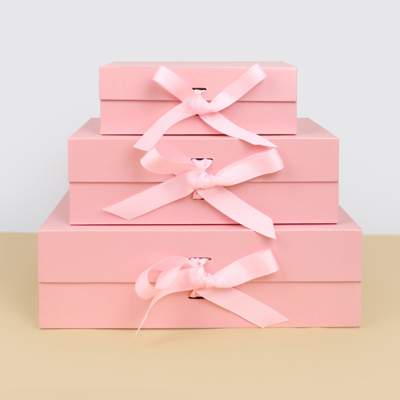 Wholesale Luxury Folding Gift Box Magnetic Closure Black White Pink Jewelry Packaging Rigid Magnetic Boxes with Ribbon HONPAK