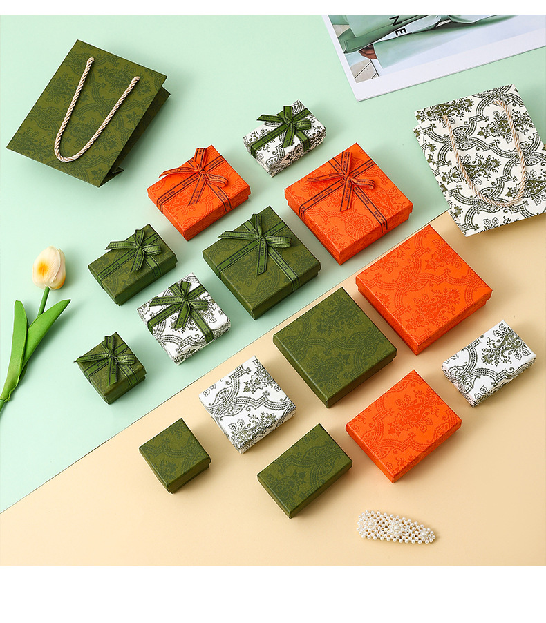 Gift Carton Necklace Gift Set Earring Box Bow Customizable Handmade Drawer Box for Packaging Clothing Jewelry