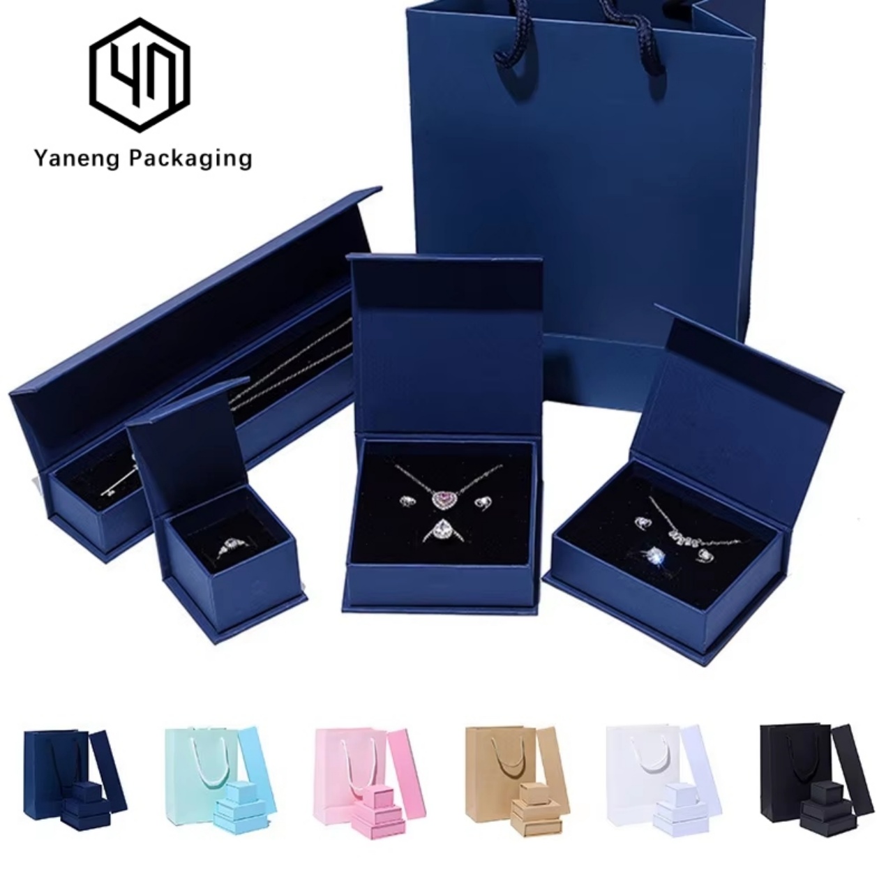 Wholesale Factory Direct Sales Cardboard Jewelry boxes Custom Logo Design magnetic closure Necklace Ring Earring Jewelry boxes
