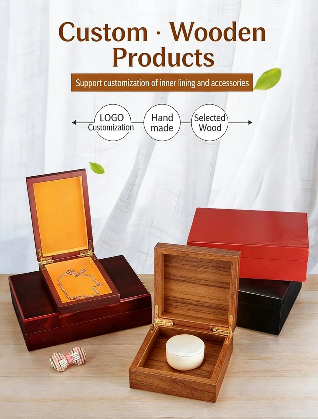 Elegant Wooden Gift Boxes for Jewelry, Watches, and Wine
