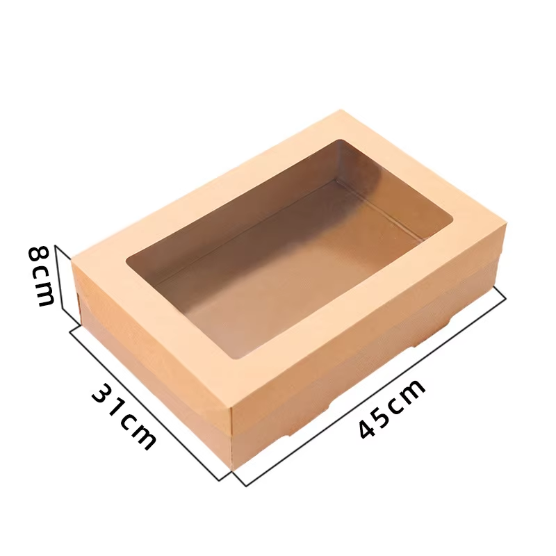 Exquisite Customized Kraft Paper Wedding Party Gift Packaging Box PVC Window for Cookies Candies Cake Display Recycled Materials