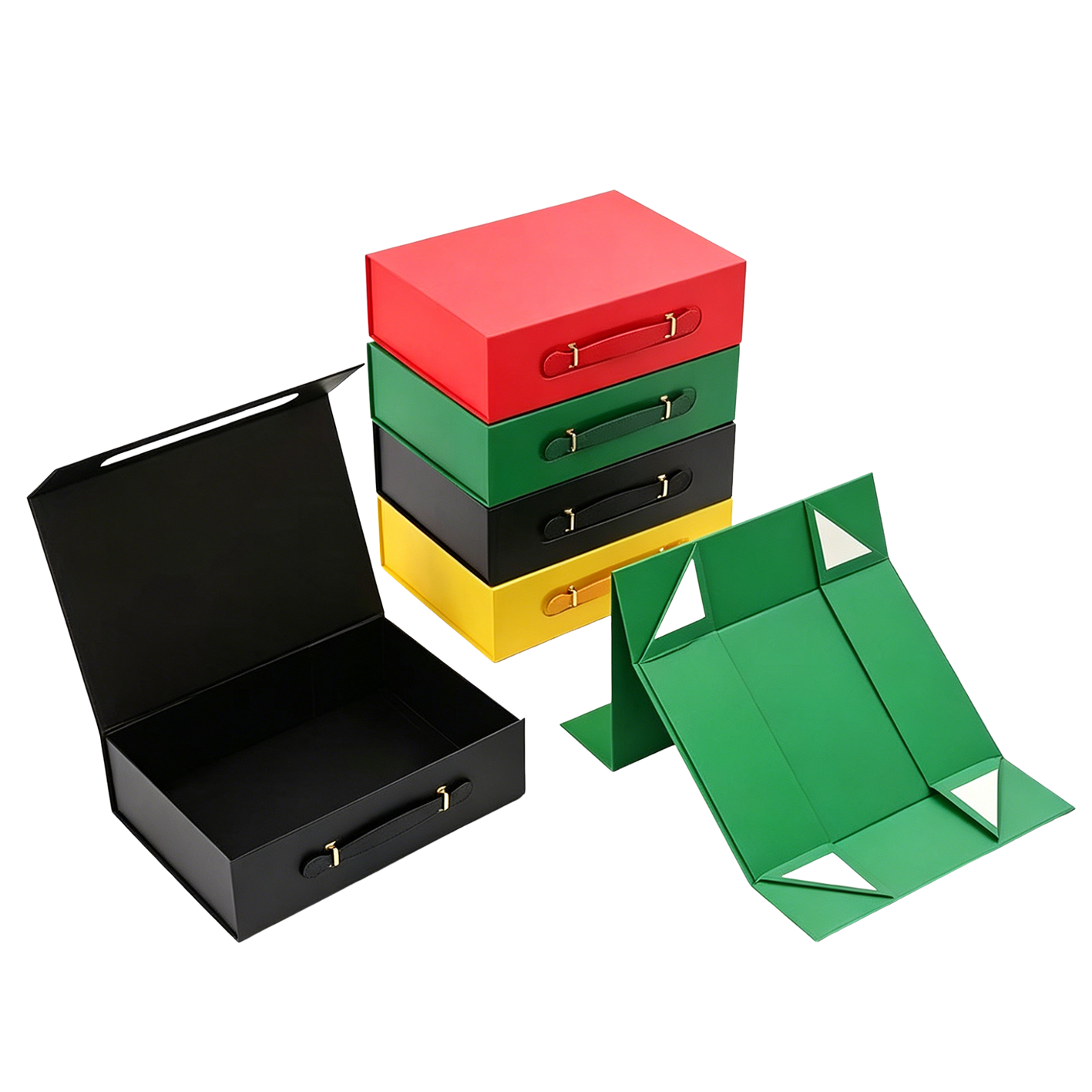 Custom High-End Foldable Magnetic Gift Box Handle Portable Flip Top Matt Lamination Personalized Colorful Recycled Materials