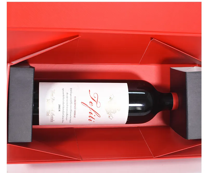 Red Wine Universal Gift Box Packaging Box, One-Piece Folding Box, Hand-Held Box