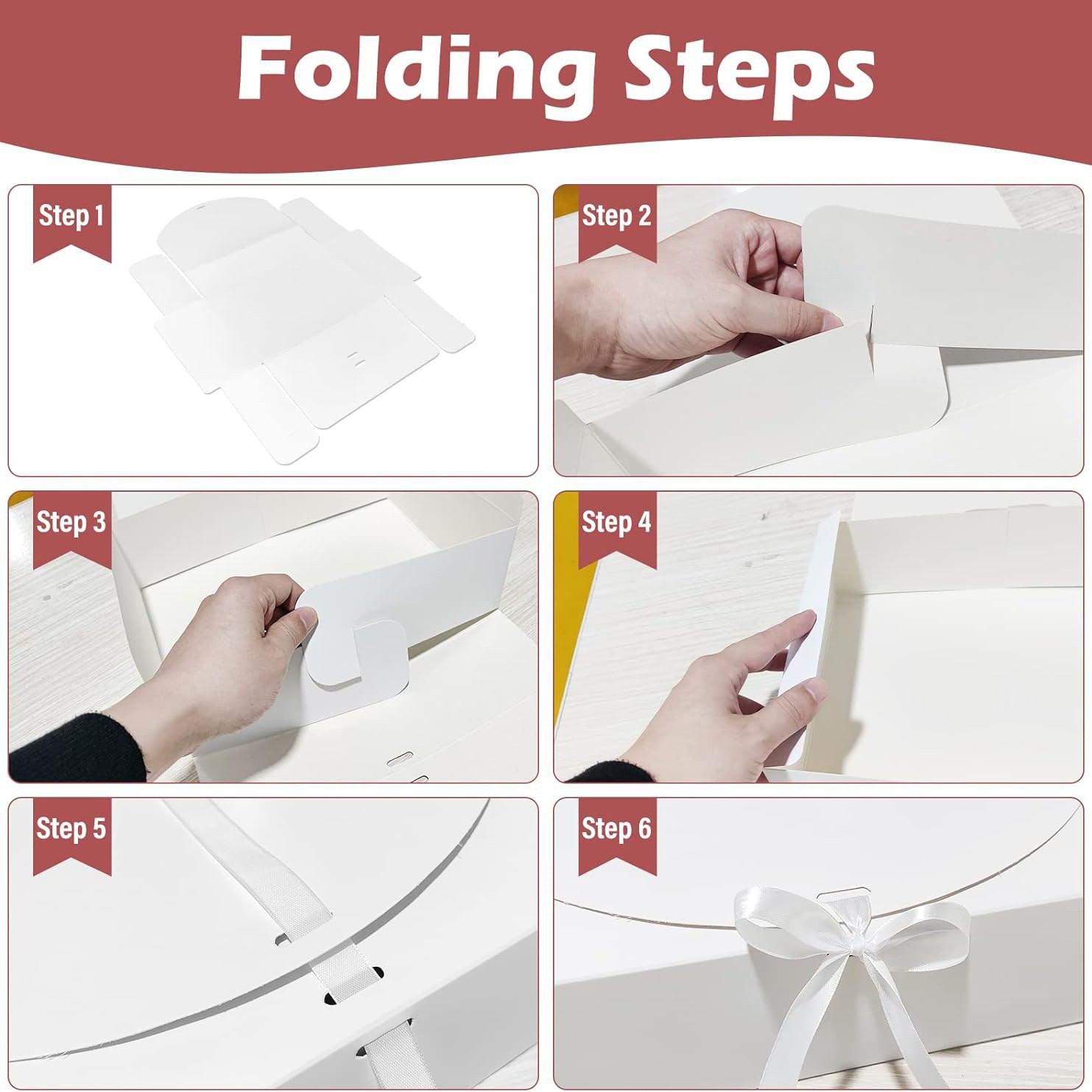 White Gift Box Kraft Paper with a Bow Party Favor Box for Holidays Decorative Packaging Box for Christmas Gifts
