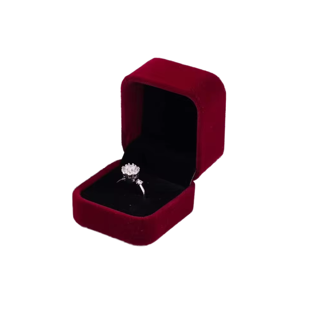 Luxury High-End Velvet Jewelry Box with Round Corners for Ring Earring Storage and Presentation Enhances Gift Presentation