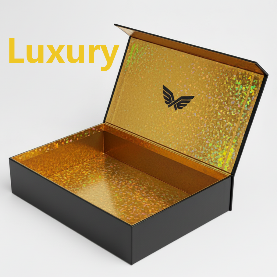 Custom Foldable Rigid Gift Box with Magnetic Closure Collapsible Design Embossing Matt Lamination Gold Liner