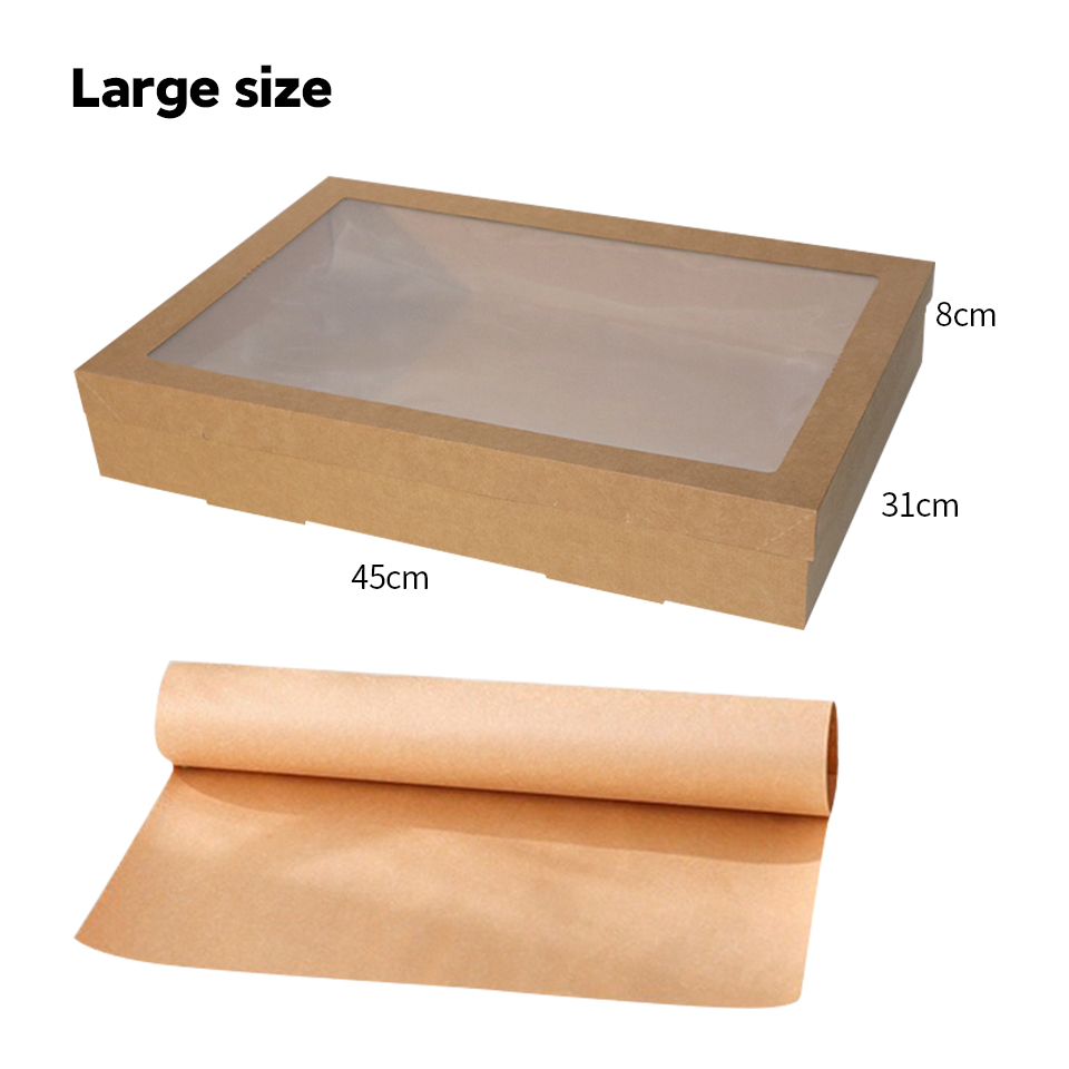 Custom Size Disposable Picnic Packaging Food-grade Kraft Paper Box with Window Lip