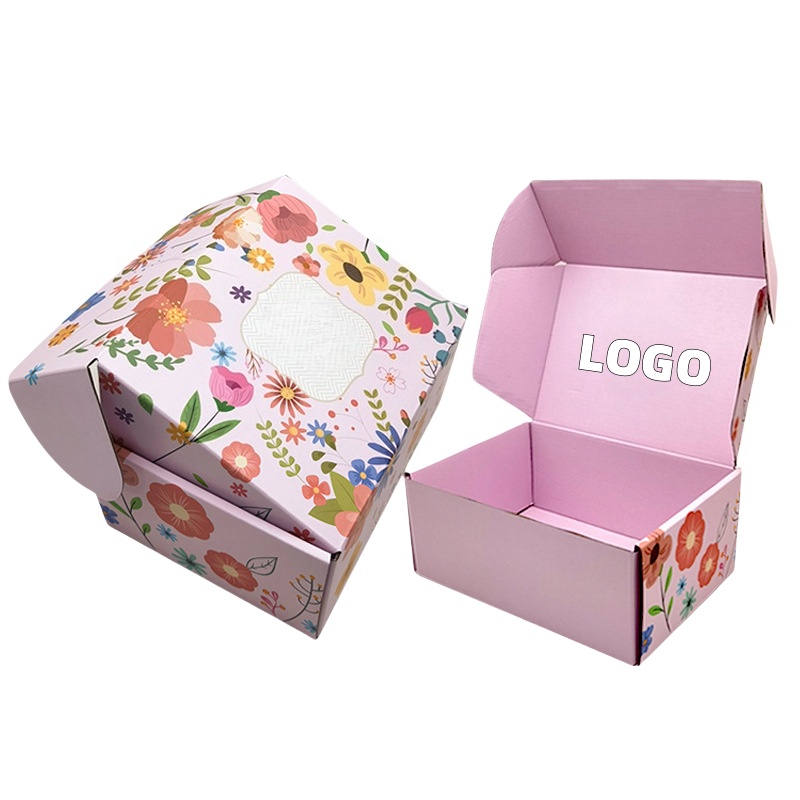 Custom Product Packaging Box Corrugated Gift Fold Box OEM Factory Eco Friendly Shipping Pink Mailer Box Packaging With Logo