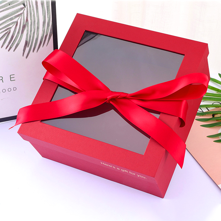 Custom logo Printed Lid and Base Boxes Fancy Christmas Gift Package Paper Box with clear Window