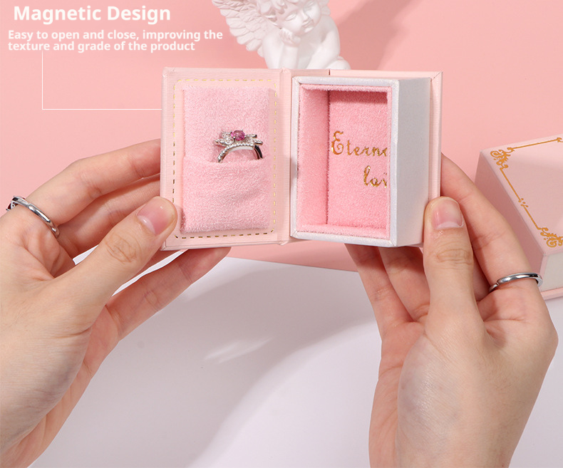 Hot-Selling Art Paper Sponge Lined Book-Shaped Customizable Magnetic Flip Cover European Style Jewelry Gift Box